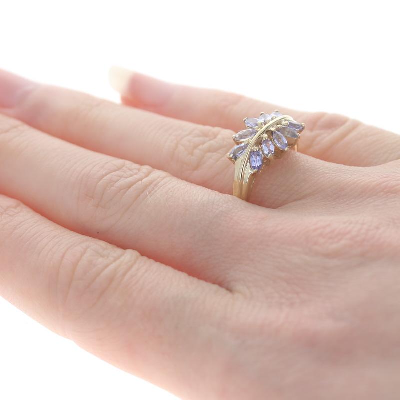 Women's Yellow Gold Tanzanite Curved Cluster Band - 10k Marquise .70ctw Ring For Sale
