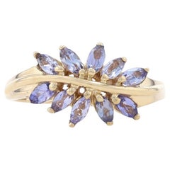 Yellow Gold Tanzanite Curved Cluster Band - 10k Marquise .70ctw Ring