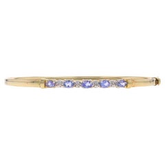 Gelbgold Tansanit Diamant-Armreif 6 3/4" -10k Oval .67ctw Fünf-Stein-Armband
