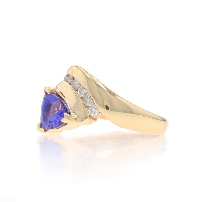 Gelbgold Tansanit Diamant Bypass Ring 14k Trillion 1,41ctw im Zustand „Hervorragend“ im Angebot in Greensboro, NC