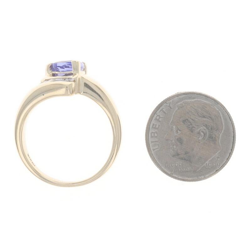 Gelbgold Tansanit Diamant Bypass Ring 14k Trillion 1,41ctw im Angebot 1