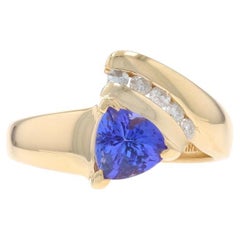 Bague en or jaune Tanzanite Diamant Bypass 14k Trillion 1.41ctw
