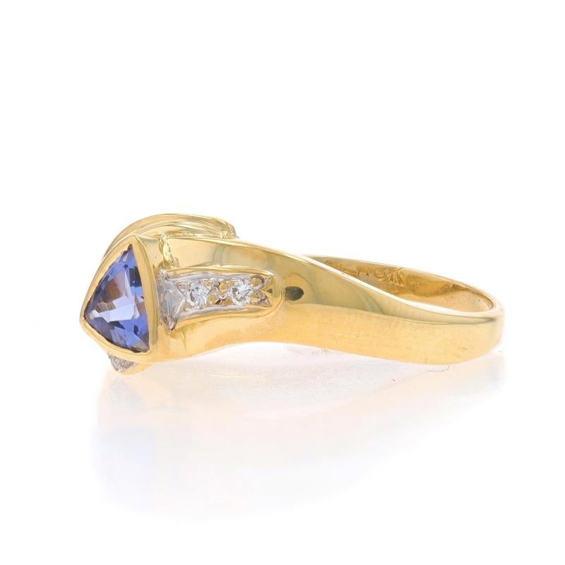 Bague en or jaune Tanzanite Diamant Bypass - 18k Trillion .48ctw Excellent état - En vente à Greensboro, NC