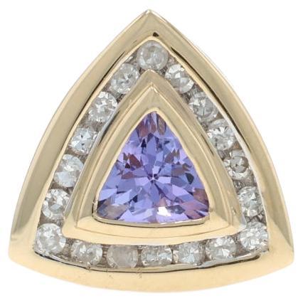 Ciondolo con diamante tanzanite in oro giallo - 14k Trillion .58ctw