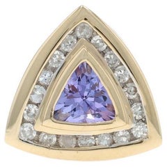 Ciondolo con diamante tanzanite in oro giallo - 14k Trillion .58ctw