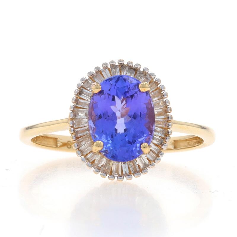 Size: 8 1/4
Sizing Fee: Up 2 1/2 sizes for $30 or Down 2 sizes for $30

Metal Content: 10k Yellow Gold & 10k White Gold

Stone Information

Natural Tanzanite
Treatment: Routinely Enhanced
Carat(s): 1.75ct
Cut: Oval
Color: Purple

Natural