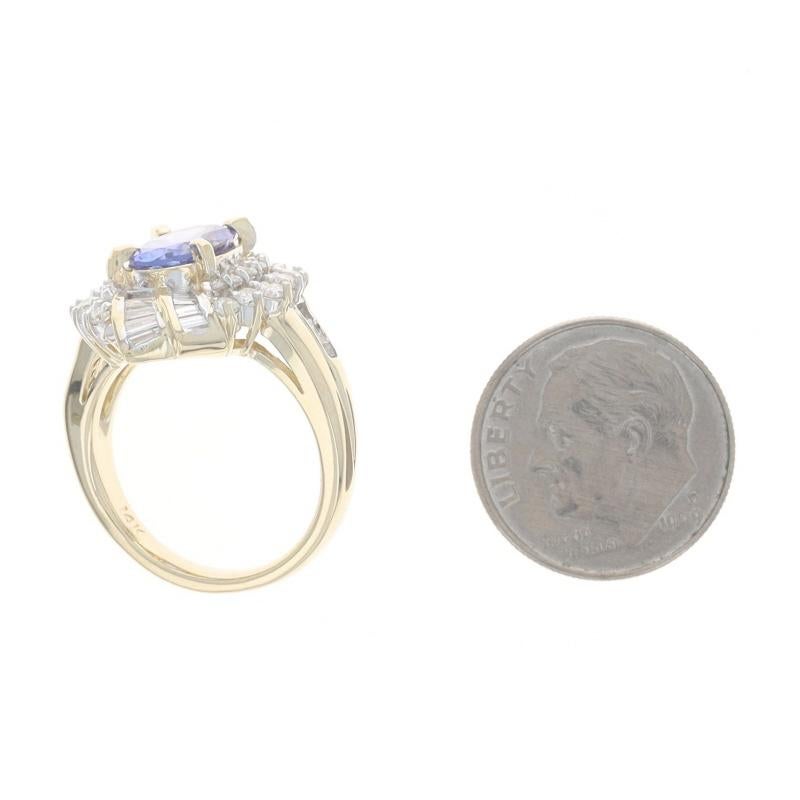 Bague en or jaune Tanzanite Diamant Halo - 14k Oval 2.68cwt en vente 1