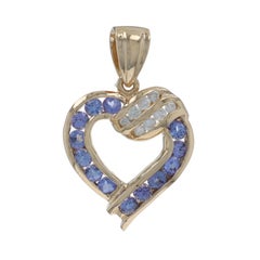 Yellow Gold Tanzanite Diamond Heart Pendant - 14k Round .90ctw Love