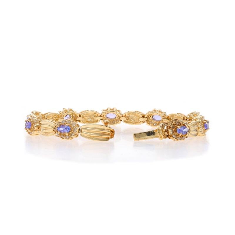 Yellow Gold Tanzanite Diamond Link Bracelet 6 3/4