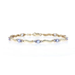 Bracciale A Link in oro giallo con tanzanite e diamanti da 7" - 10k Oval 3.35ctw