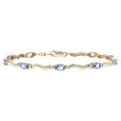 Yellow Gold Tanzanite Diamond Link Bracelet 7" - 10k Oval 3.35ctw