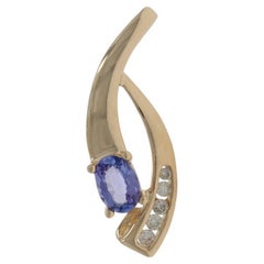 Yellow Gold Tanzanite Diamond Pendant - 14k Oval .42ctw