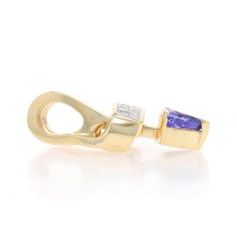 Taglio trillion Yellow Gold Tanzanite Diamond Pendant - 14k Trillion 2.75ctw Abstract in vendita