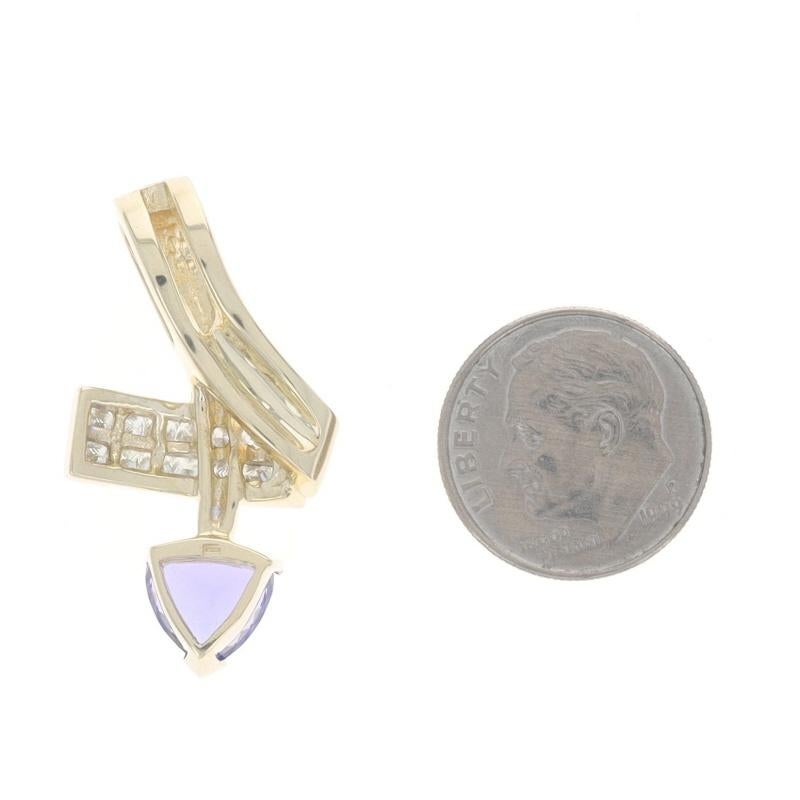 Yellow Gold Tanzanite Diamond Pendant - 14k Trillion 2.75ctw Abstract In condizioni ottime in vendita a Greensboro, NC