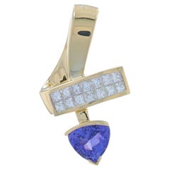 Yellow Gold Tanzanite Diamond Pendant - 14k Trillion 2.75ctw Abstract