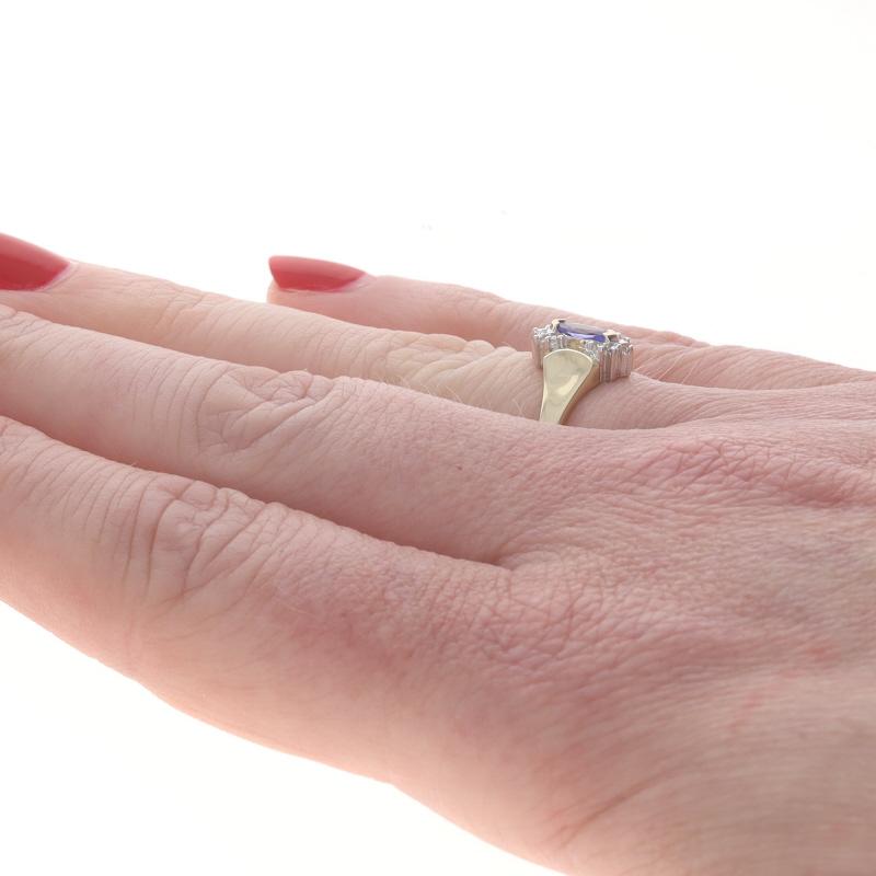 Gelbgold Tansanit Diamant Ring - 10k Marquise 1,16ct Damen im Angebot