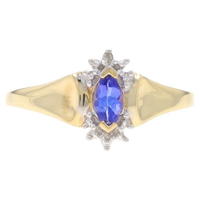 Bague en or jaune Tanzanite Diamant - 10k Marquise 1.16ct