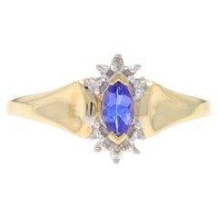 Bague en or jaune Tanzanite Diamant - 10k Marquise 1.16ct