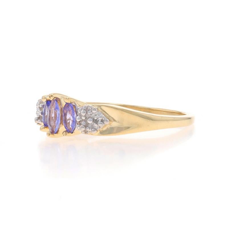 Bague en or jaune Tanzanite Diamant - 10k Marquise .19ctw Three-Stone Excellent état - En vente à Greensboro, NC