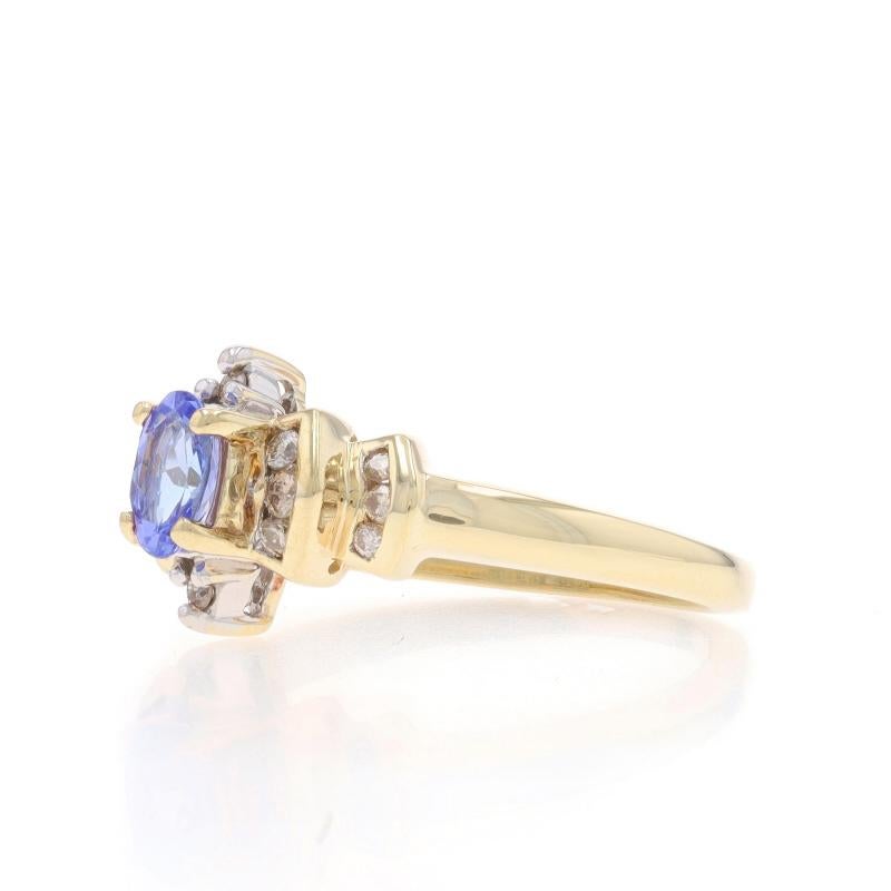 Oval Cut Yellow Gold Tanzanite Diamond Ring - 10k Oval .68ctw For Sale