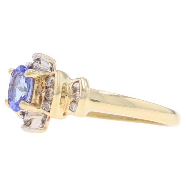 Yellow Gold Tanzanite Diamond Ring - 10k Oval .68ctw For Sale