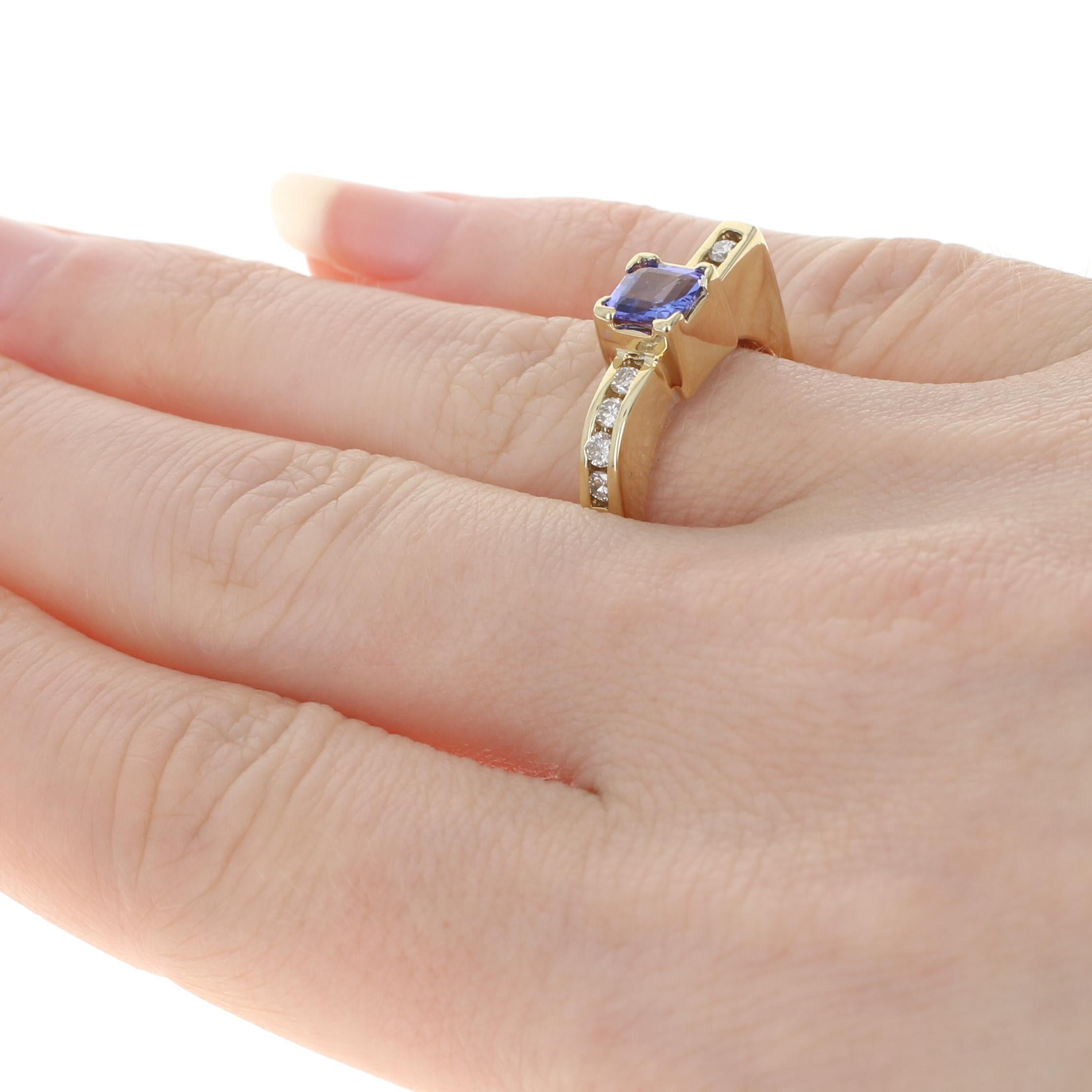 Yellow Gold Tanzanite & Diamond Ring, 14k Asscher Cut .68ctw 4