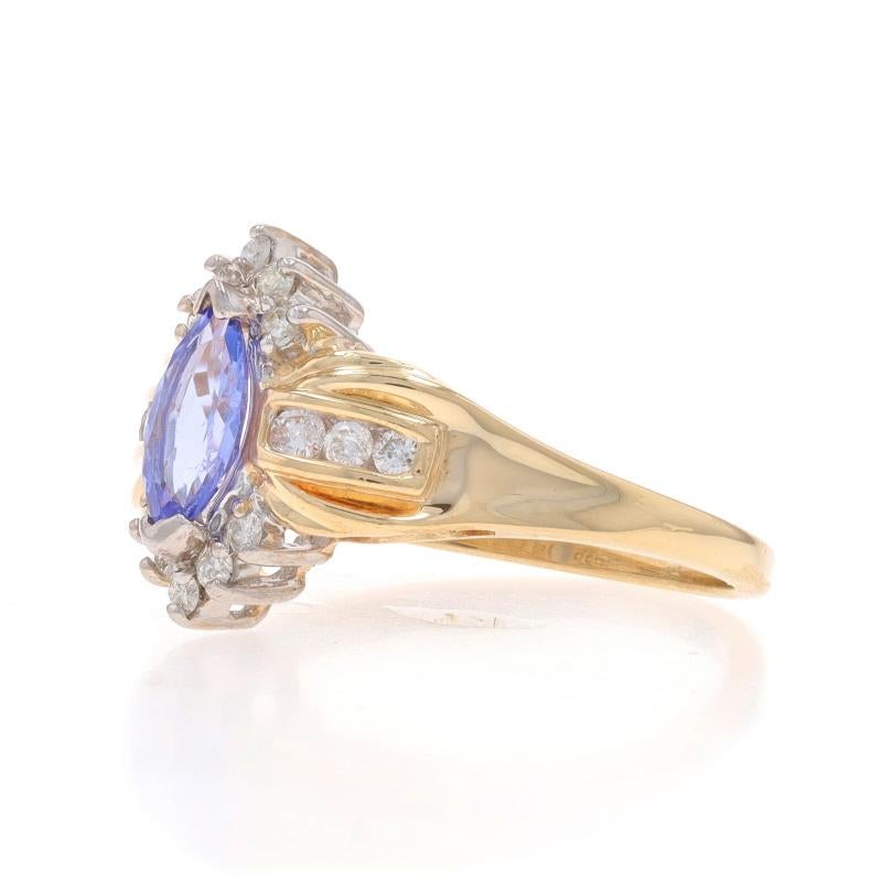 Anello con diamante tanzanite in oro giallo 14k Marquise .66ctw In condizioni ottime in vendita a Greensboro, NC