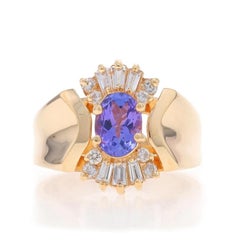 Yellow Gold Tanzanite Diamond Ring - 14k Oval 1.13ctw