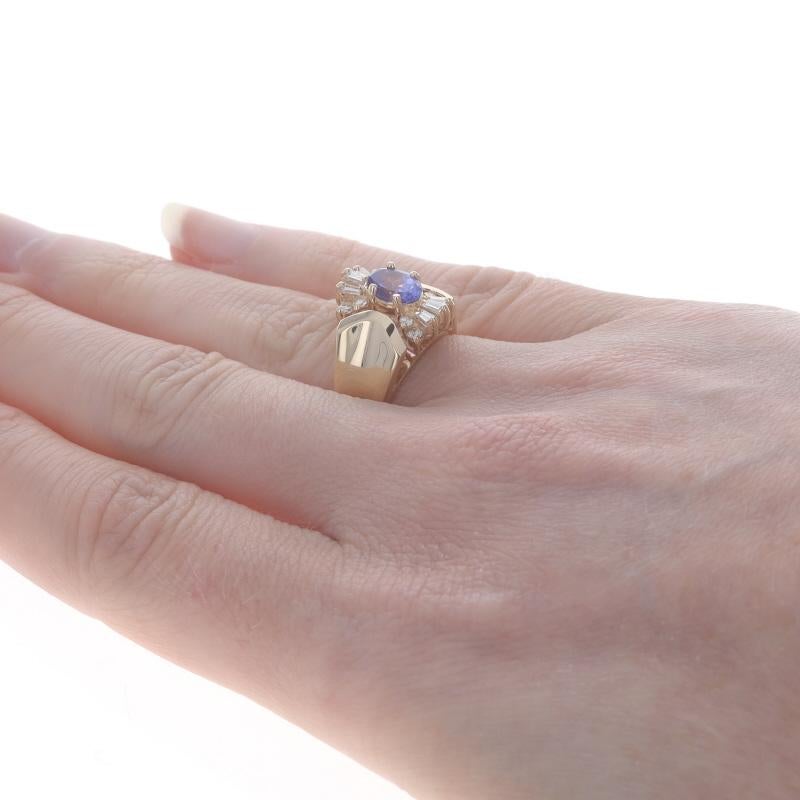 Bague en or jaune 14 carats avec tanzanite et diamant ovale 1,13 carat Pour femmes en vente