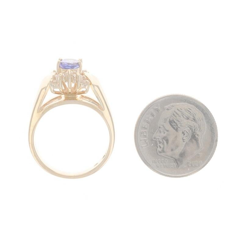 Bague en or jaune 14 carats avec tanzanite et diamant ovale 1,13 carat en vente 1