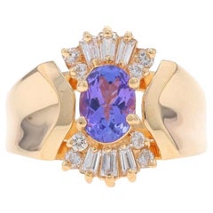 Anillo de Oro Amarillo con Diamante Tanzanita - 14k Oval 1.13ctw