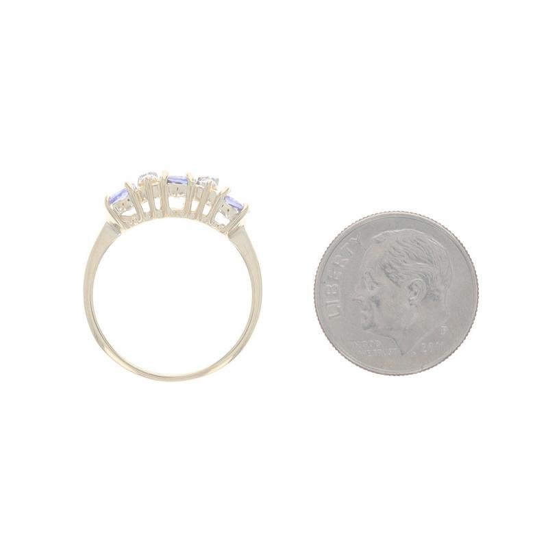 Yellow Gold Tanzanite Diamond Ring - 14k Oval .94ctw Three-Stone 1