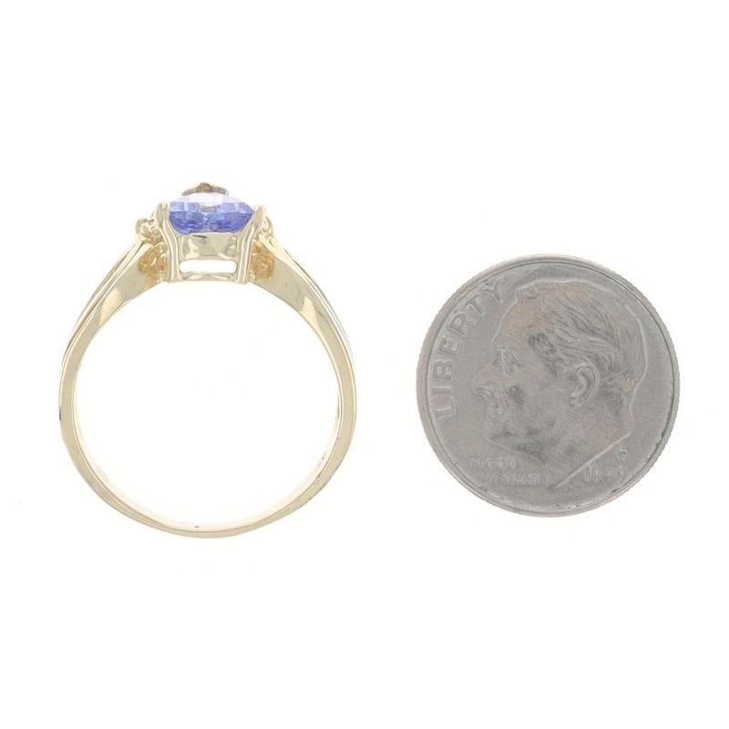 Yellow Gold Tanzanite Diamond Ring - 14k Trillion 1.44ctw For Sale 1