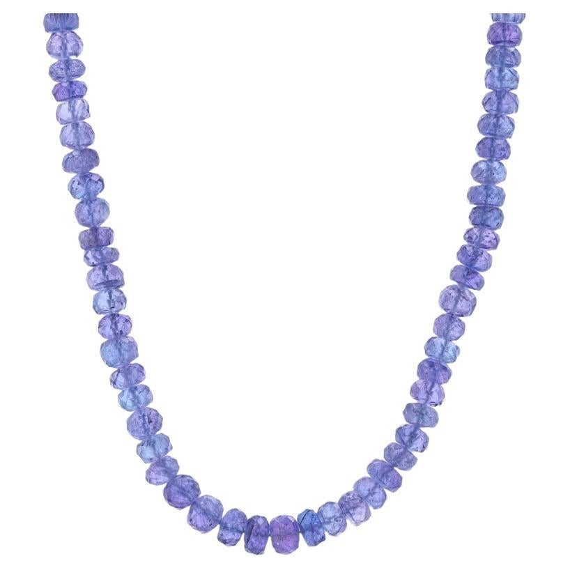 Yellow Gold Tanzanite Graduated Strand Necklace 16 3/4" - 14k Rondelle Beads For Sale