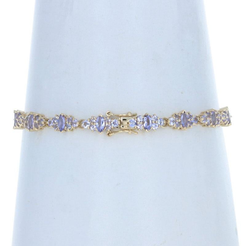 Round Cut Yellow Gold Tanzanite Link Bracelet 7 1/2