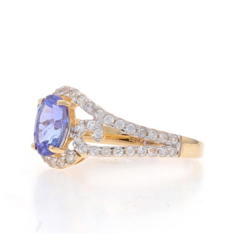 Bague en or jaune Tanzanite Saphir - 14k Oval 2.19ctw Swirl Excellent état - En vente à Greensboro, NC