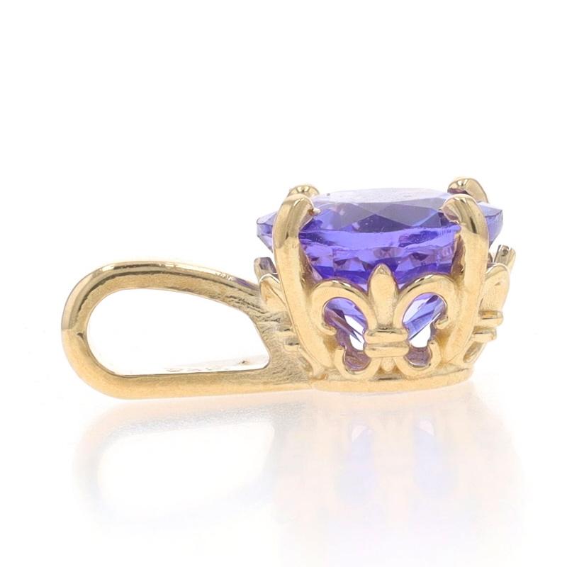 Taille ronde Pendentif solitaire en or jaune Tanzanite - 14k Round 1.40ct en vente