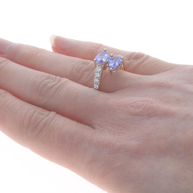 Women's Yellow Gold Tanzanite Topaz Bypass Ring - 10k Pear 2.12ctw Two-Stone For Sale