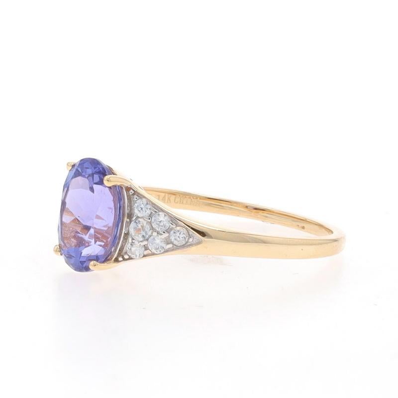 Yellow Gold Tanzanite White Topaz Ring - 14k Oval 2.15ctw In Excellent Condition For Sale In Greensboro, NC
