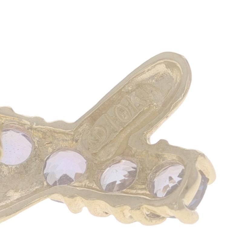 Gelbgold Tansanit X Ohrstecker 10k rund .80ctw Crossover durchbohrt Damen im Angebot