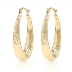 Yellow Gold Tapered Hoop Earrings - 14k Pierced