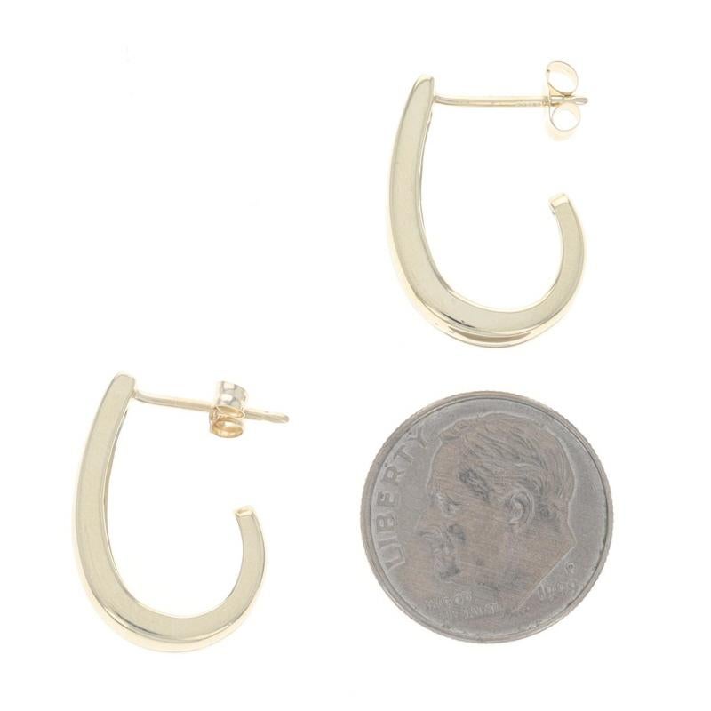 Yellow Gold Tapered J-Hook Earrings - 14k Round .50ctw Channel Set Pierced Pour femmes en vente