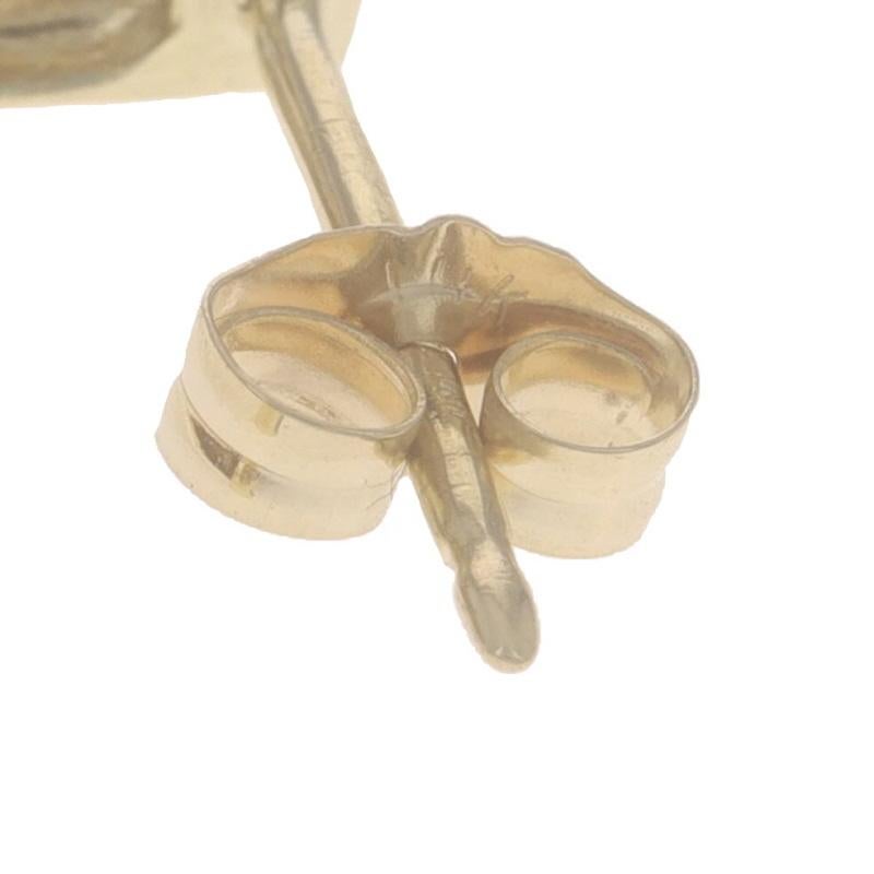 Yellow Gold Tapered J-Hook Earrings - 14k Round .50ctw Channel Set Pierced en vente 1