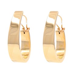 Yellow Gold Tapered J-Hoop Earrings - 14k Pierced