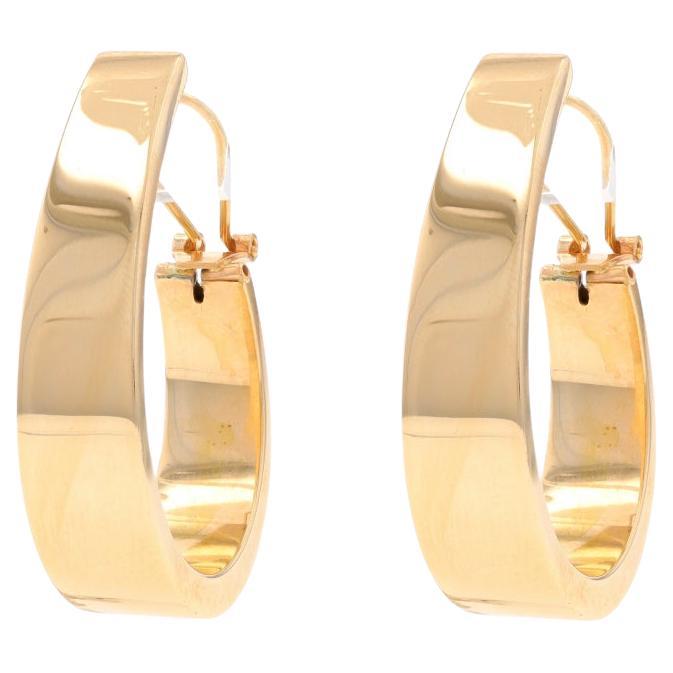Yellow Gold Tapered J-Hoop Earrings - 14k Pierced