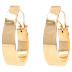 Yellow Gold Tapered J-Hoop Earrings - 14k Pierced