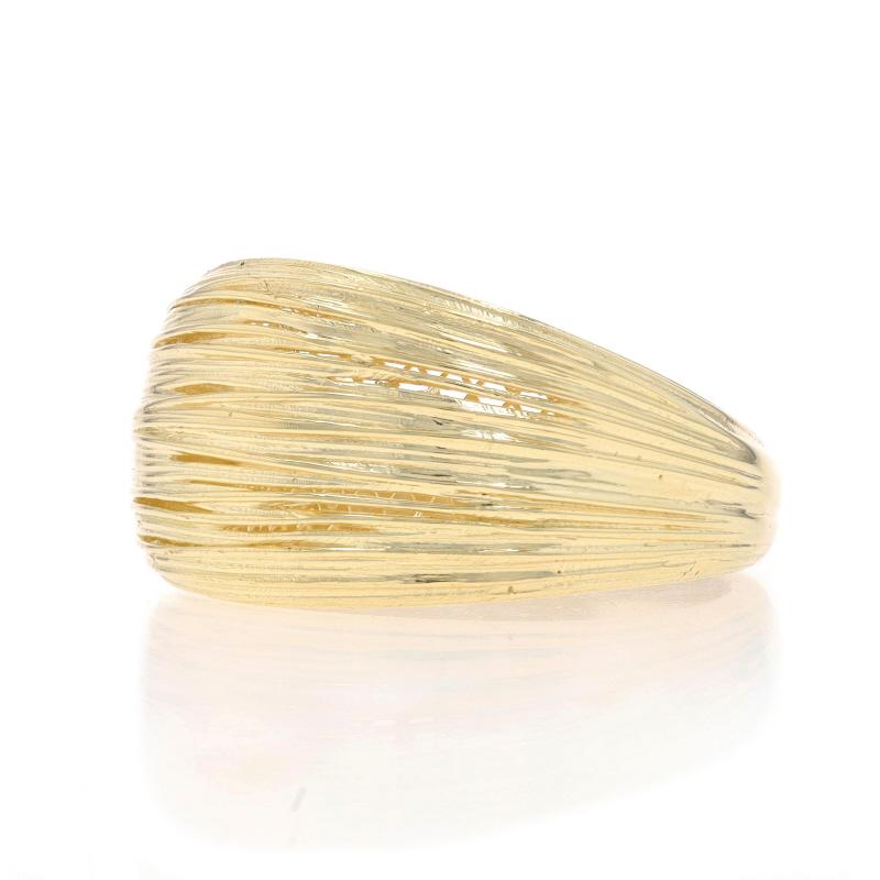 Women's Yellow Gold Tapered Statement Band - 14k Ribbed Ring SZ 8 For Sale