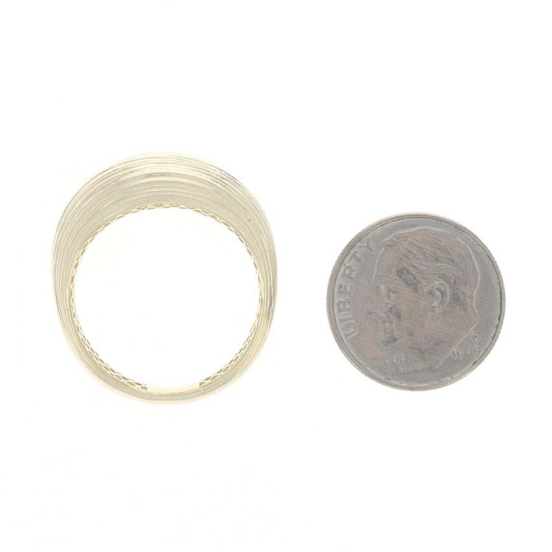 Yellow Gold Tapered Statement Band - 14k Ribbed Ring SZ 8 For Sale 2