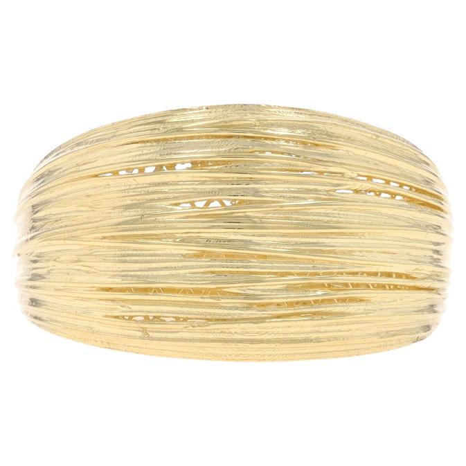 Yellow Gold Tapered Statement Band - 14k Ribbed Ring SZ 8