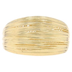 Yellow Gold Tapered Statement Band - 14k Ribbed Ring SZ 8